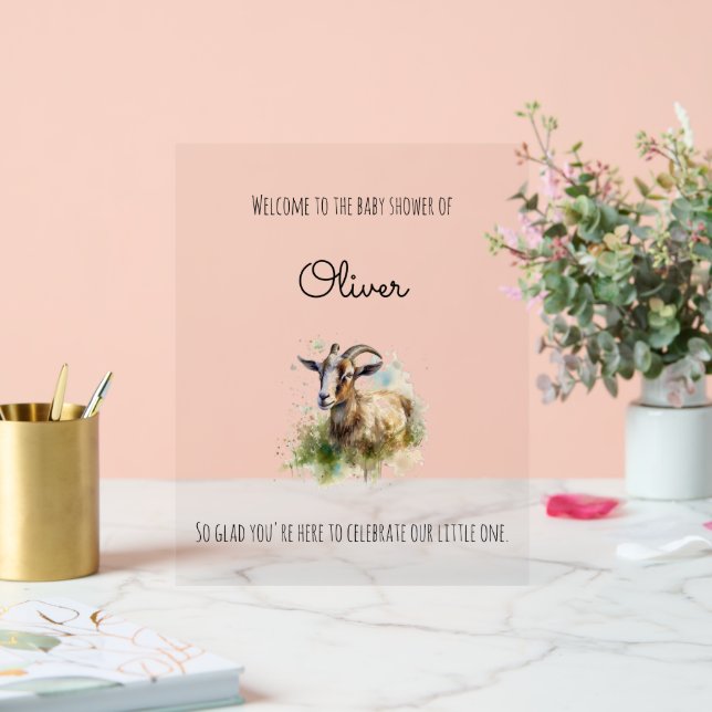 Señal Acrílica Cabra de granja acuarela, placas de espuma persona (Boda)