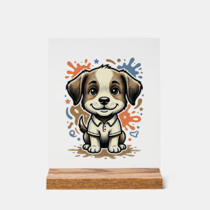 Señal Acrílica Cachorro Lindo Salpicadura Grabado Diseño Vectoria