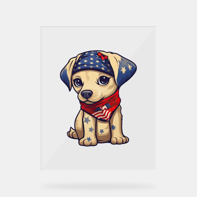 Señal Acrílica Cachorro patriótico - Estilo 12 (Anverso)