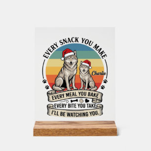 Señal Acrílica Cada Snack Que Hagas Perro Santa Sombrero Retro At