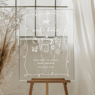 Señal Acrílica Café Bebe Bienvenida al Café de Baby Shower Latte