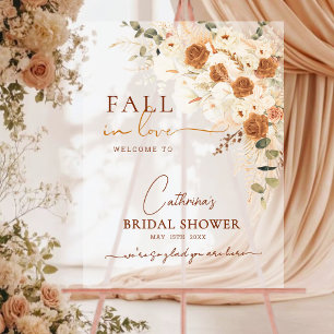 Señal Acrílica Caída en el amor Boho Floral Bridal Shower bienven