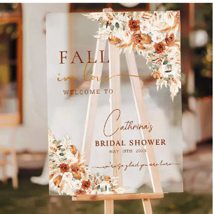 Señal Acrílica Caída en el amor Boho Floral Bridal Shower bienven