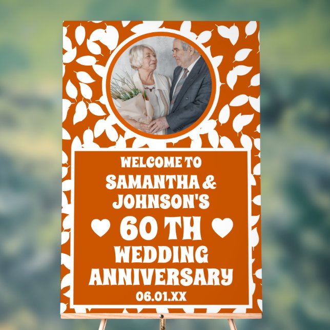 Señal Acrílica Caída Rústica deja foto 60 aniversario Boda (Neutral )