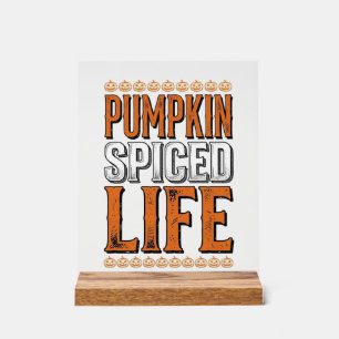 Señal Acrílica Calabaza con especias vida tipografía vintage de H