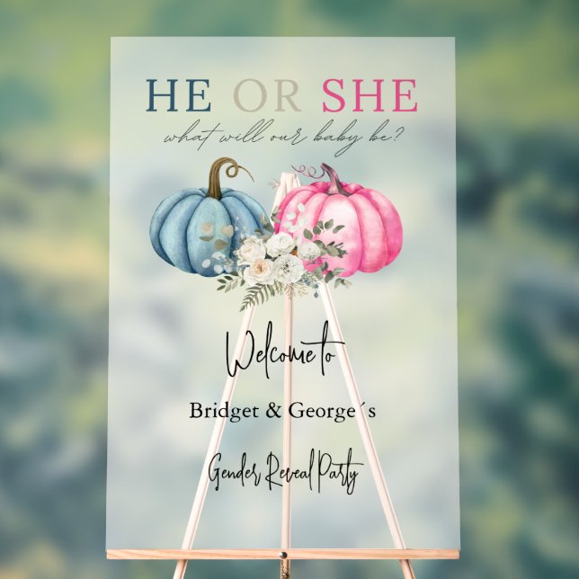 Señal Acrílica calabaza de bienvenida y revelación de sexo de beb (Neutral )