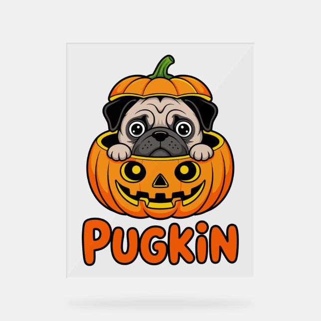 Señal Acrílica Calabaza de Halloween, Perro de la Pumpkin (Anverso)