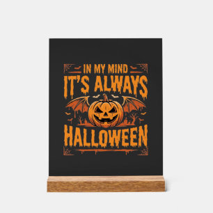 Señal Acrílica Calabaza de murciélago de Halloween siempre Diseño