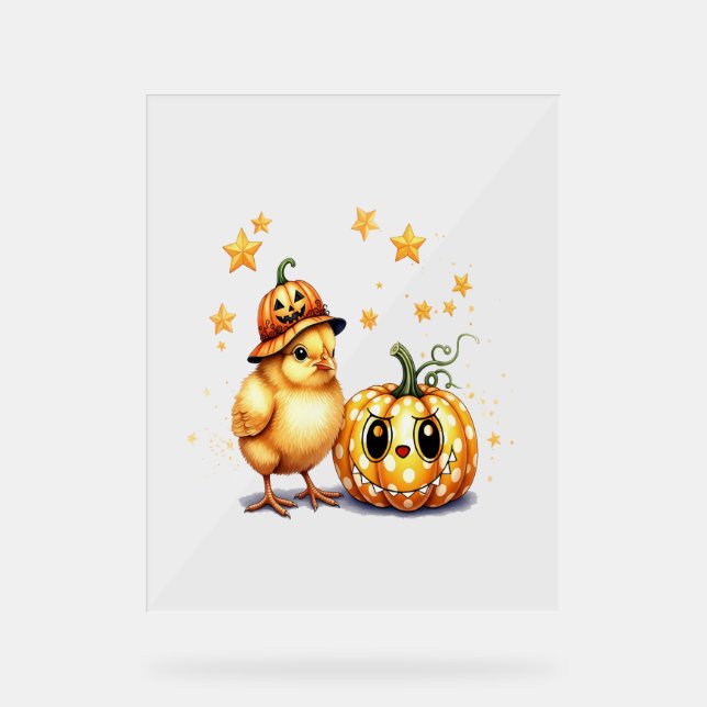 Señal Acrílica Calabaza de pollo de Halloween (Anverso)