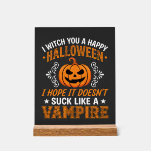 Señal Acrílica Calabaza de vampiro divertida de Halloween