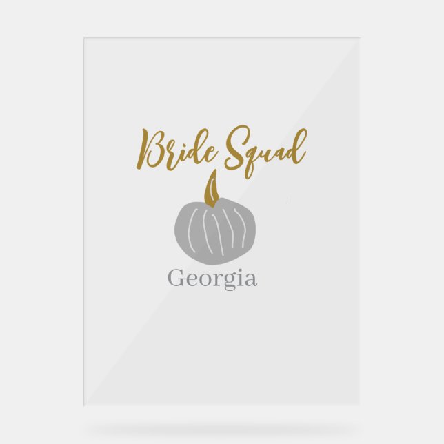 Señal Acrílica Calabaza dorada gris caída escuadrón de novias mod (Anverso)