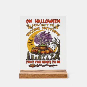 Señal Acrílica Calabaza Fantasma Gato Caldero Cualquier Cosa Hall