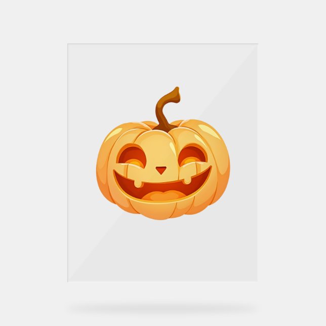 Señal Acrílica Calabaza linda Jack O Lantern Turtle Sea Halloween (Anverso)