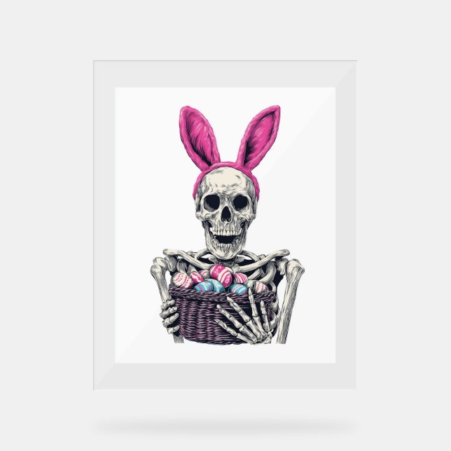 Señal Acrílica Calavera de Pascua - Funny Bunny Skeleton (Anverso)