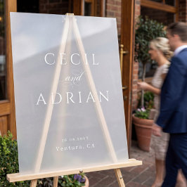 Señal Acrílica Caligrafía Clásica Semitransparente para Boda