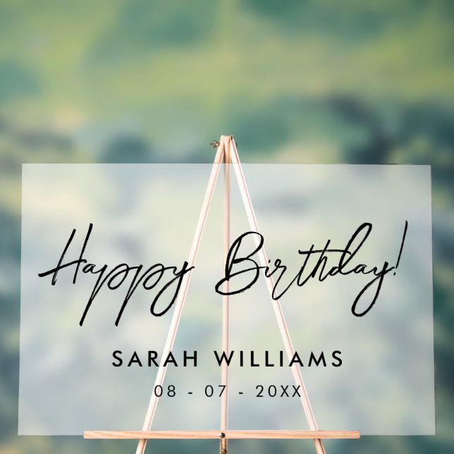 Señal Acrílica Caligrafía de escritura moderna Feliz cumpleaños F (Neutral )