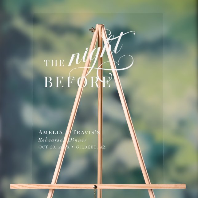 Señal Acrílica Caligrafía La noche antes de la cena del ensayo (Neutral )