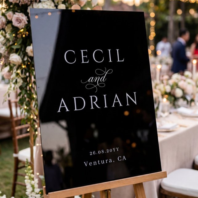 Señal Acrílica Caligrafía Negra de Clase para Bodas (Subido por el creador)