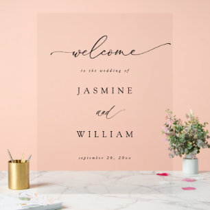 Señal Acrílica Caligrafía Simple Elegante Boda Bienvenida - Negro