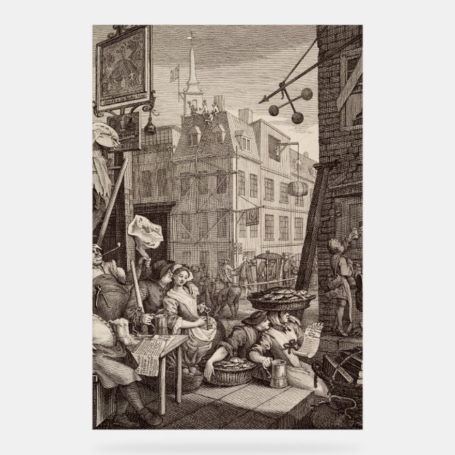 Señal Acrílica Calle de la Cerveza de William Hogarth (Anverso)