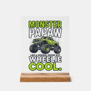 Señal Acrílica Camión Monstruo Papá Wheelie Genial Divertido Dise