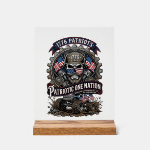 Señal Acrílica Camioneta Monstruo Patriótica 1776 Fuera de Carret