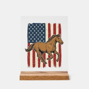 Señal Acrílica Camisa de diseño de bandera patriótica de caballo