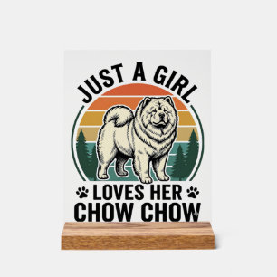 Señal Acrílica Camisa de perro Chow Chow Arte de chica vintage am