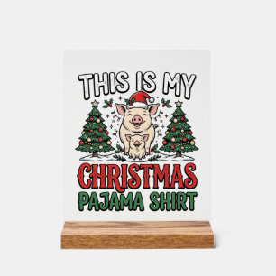Señal Acrílica Camisa de pijama de Navidad Cerdo Lindo Vector Des