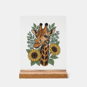 Señal Acrílica Camisa Floral de Girasol con Grabado Vintage de Ji