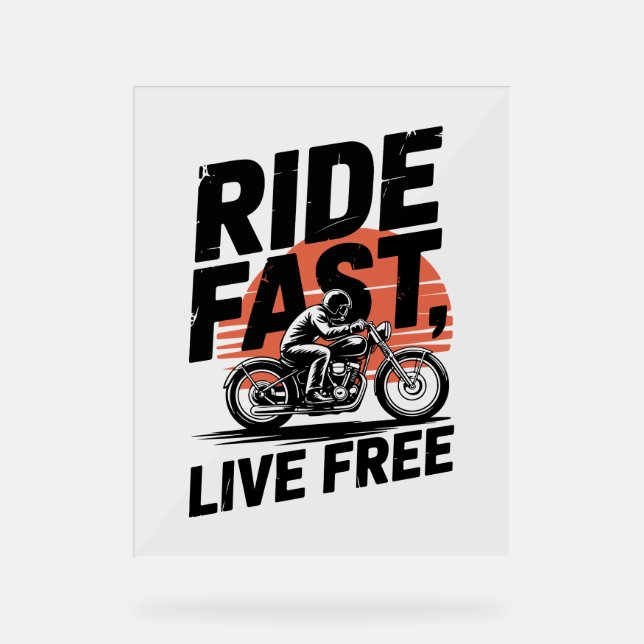 Señal Acrílica Camisas Bicyclist Fast Live Free (Anverso)