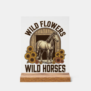 Señal Acrílica Camisas Western Vintage Flores Silvestres Caballos