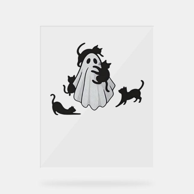 Señal Acrílica Camiseta Clásica Camiseta Clásica de Ghost y Gatos (Anverso)