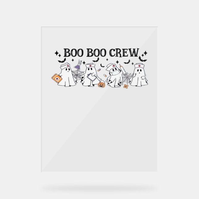 Señal Acrílica camiseta clásica de boo Boo Crew Halloween (Anverso)