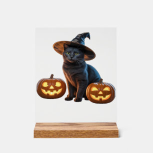 Señal Acrílica Camiseta clásica de magia de gato negro de Hallowe