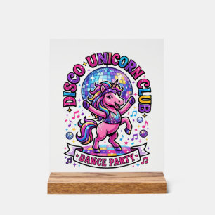 Señal Acrílica Camiseta comercial del club de unicornios disco Un