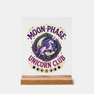 Señal Acrílica Camiseta Comercial Unicornio Fase Lunar Unicornio
