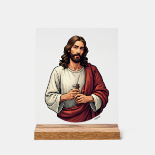 Señal Acrílica Camiseta con grabado vintage de Jesús carpintero m
