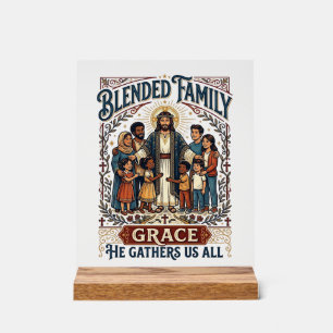 Señal Acrílica Camiseta Cristiana de Familia Mixta de Jesús
