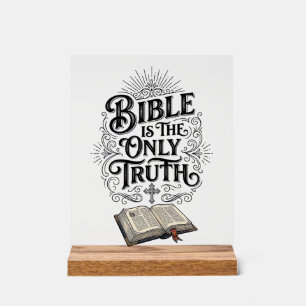 Señal Acrílica Camiseta Cristiana La Biblia Es La Única Verdad
