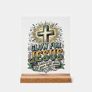 Señal Acrílica Camiseta Cruz Cristiana Vintage Brilla Para Jesús