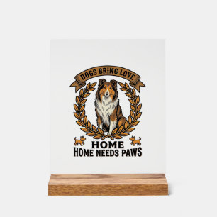 Señal Acrílica Camiseta de amor de perro grabado vintage diseño L