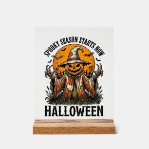 Señal Acrílica Camiseta de Bruja Calabaza Espantapájaros de Hallo