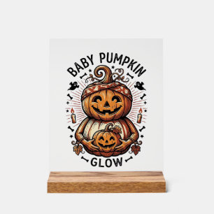 Señal Acrílica Camiseta de calabaza de embarazo Halloween Belly D