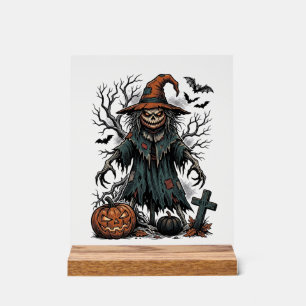 Señal Acrílica Camiseta de calabaza de Halloween de espantapájaro