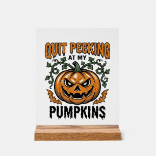 Señal Acrílica Camiseta de calabaza de Halloween grabado vintage