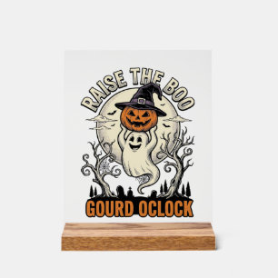 Señal Acrílica Camiseta de calabaza fantasma grabado vintage de H