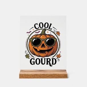 Señal Acrílica Camiseta de calabaza genial grabado vintage Hallow
