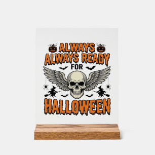 Señal Acrílica Camiseta de cráneo de Halloween Grabado vintage Es