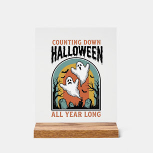 Señal Acrílica Camiseta de Cuenta Regresiva de Halloween Gráfico